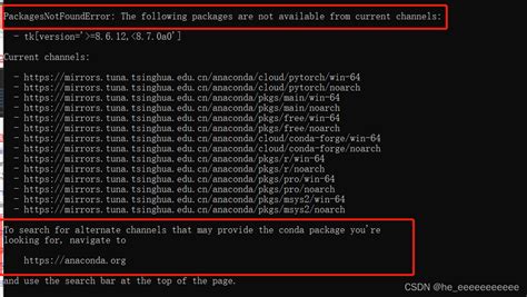 Here is the complete error message: shell. . Conda create packagesnotfounderror